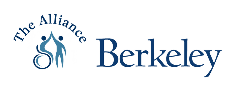The alliance logo:  drawing of a person in a wheelchair high-fiving a person standing up. The words read  "The alliance" next to the words UC Berkeley